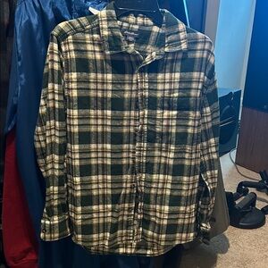 Eddie Bauer Green and Yellow Plaid Shirt